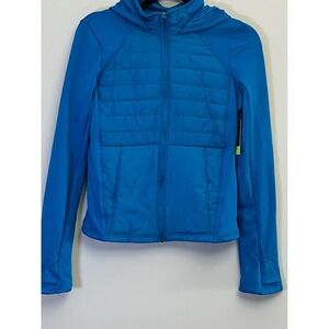 Tek Gear Kids Blue Quilted Puffer Hooded Jacket Athletic Activewear Sz XL 14-16